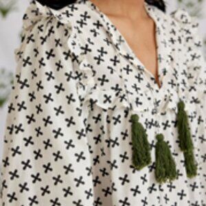 Block Prints Clover Blouse in Midnight NWT